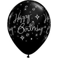 Svört eða Silfruð "Happy Birthday" blaðra 30cm