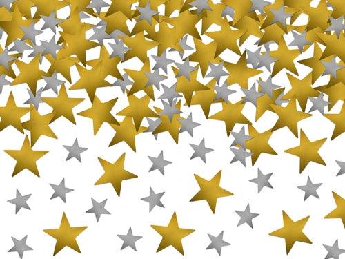 Lítið stjörnu confetti, gyllt og silfur
