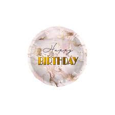 Ljósbleik og gyllt “Happy Birthday” álblaðra - 45cm