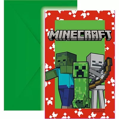 Minecraft afmælisboðskort 6 stk