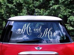 “Mr. and Mrs.” Bíla límmiði