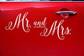 “Mr. and Mrs.” Bíla límmiði