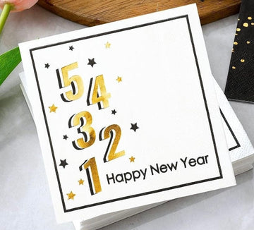 “5-4-3-2-1 Happy New Year” kokteilservíettur, 16stk