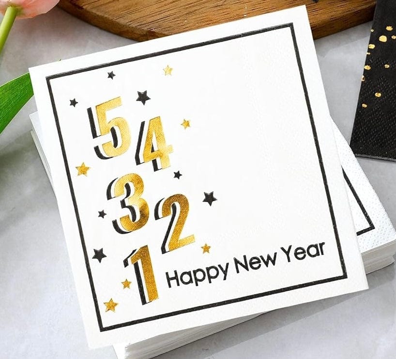 “5-4-3-2-1 Happy New Year” kokteilservíettur, 16stk