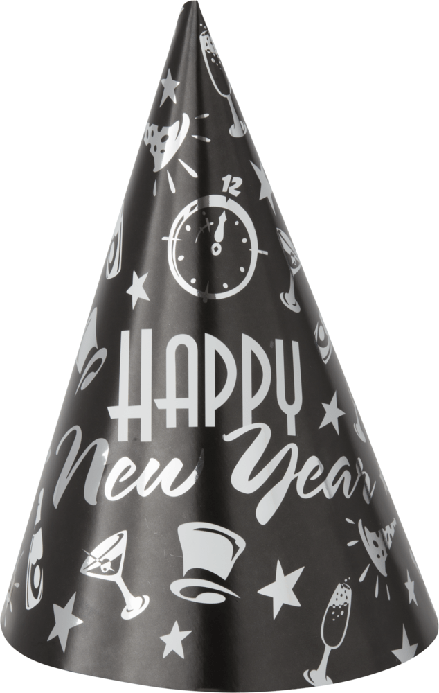 “Happy New Year” strýtuhattur, 3 litir