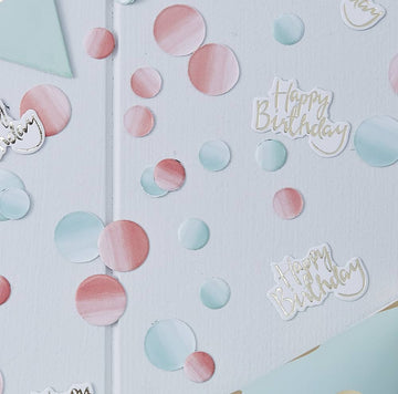 Happy birthday confetti - bleikt, blátt og hvítt (14g)
