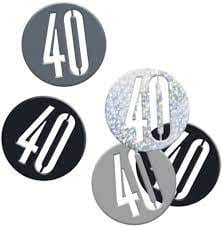 40 ára confetti (svart og silfur) 14g
