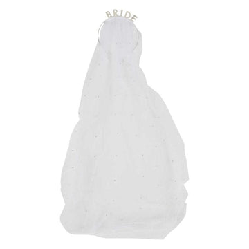 Hvít perlu “BRIDE” spöng með slöri