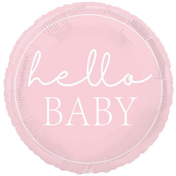 Ljós bleikur “Hello Baby” álblaðra  45cm