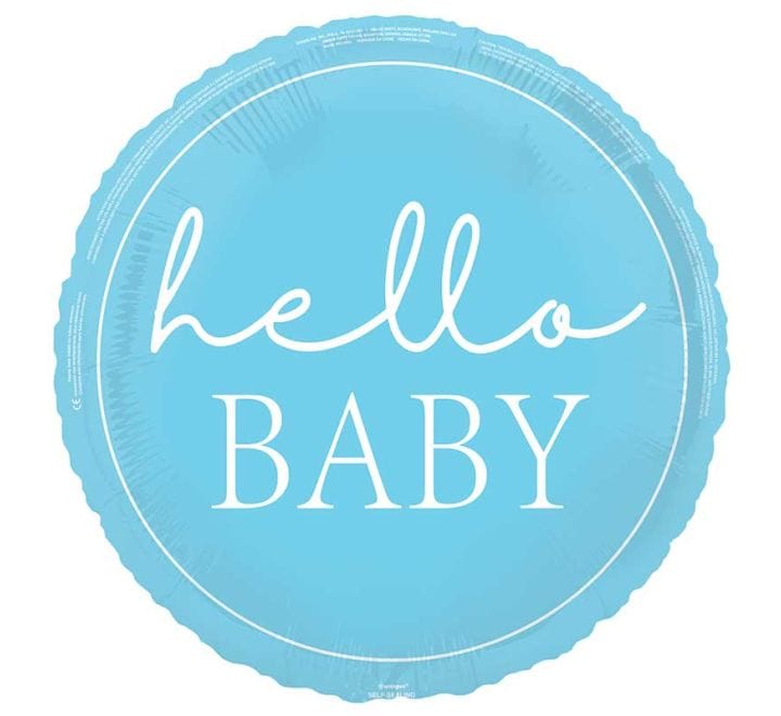 Ljósblá “Hello Baby” álblaðra  45cm