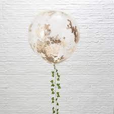 Risa glær blaðra með rósagylltu confetti -90cm-