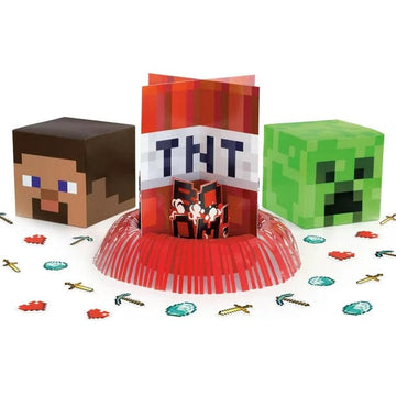 Borðskreytingarsett Minecraft- Ein stór borðskreyting, Tvær minni borðskreytingar og 20 confetti