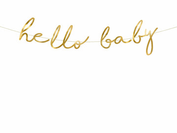 Gyllt hello baby skrautlengja - 70 x 18 cm