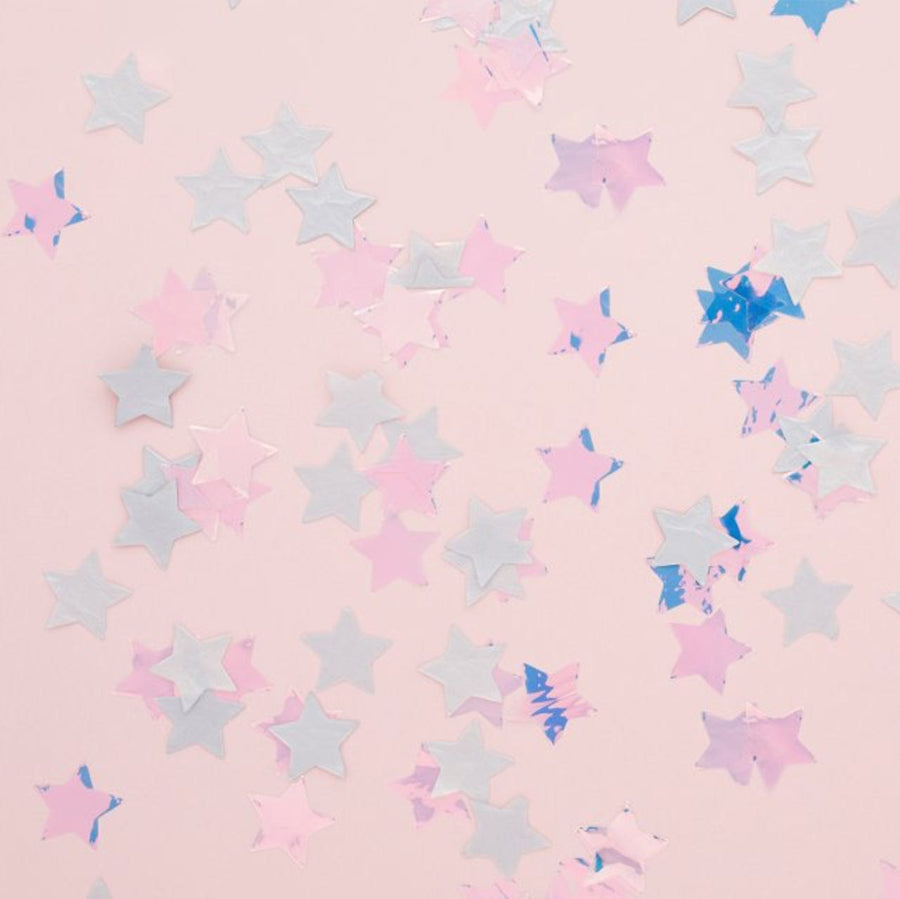 Hvítt og syndrandi stjörnu confetti -15gr