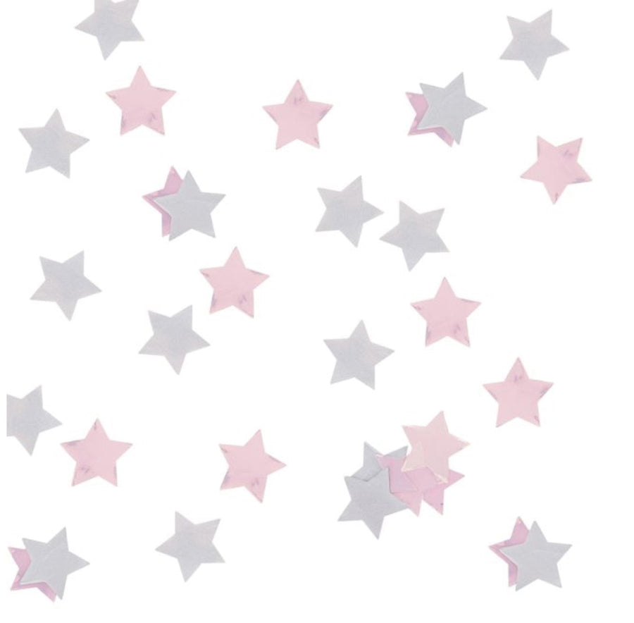 Hvítt og syndrandi stjörnu confetti -15gr