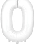Stórar hvítar mattar tölustafablöðrur, 86cm