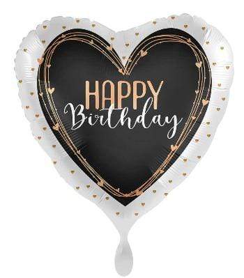 Gyllt og svört "Happy Birthday" blaðra - 45cm