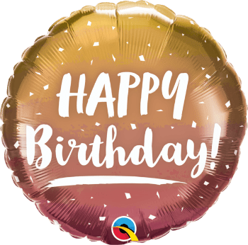 Rósagyllt og bleik "Happy Birthday" blaðra - 48cm