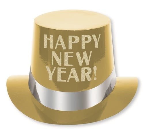 &quot;Happy new year&quot; hattur  -gylltur
