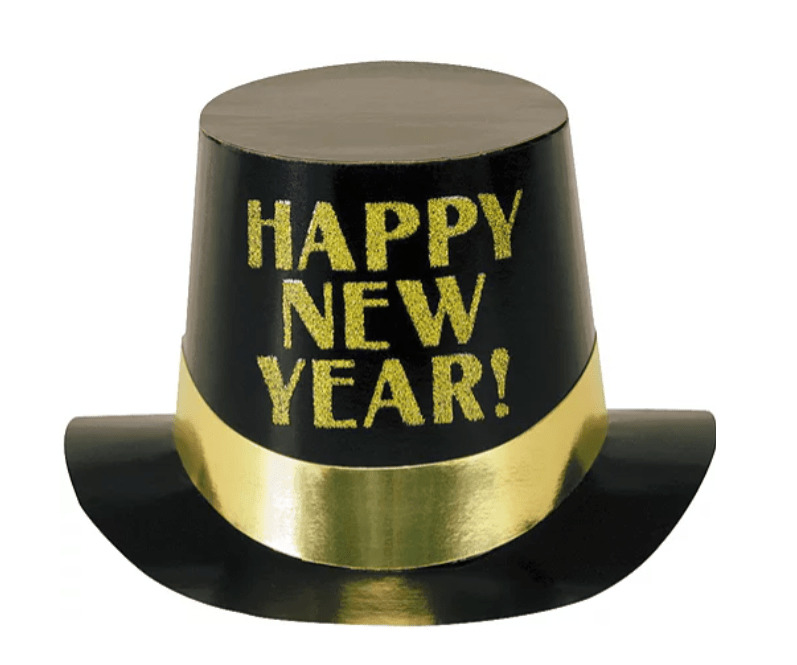 "Happy new year" hattur  -gylltur og svartur