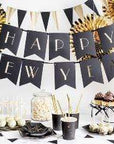 Svört og gyllt "Happy New Year" skrautlengja