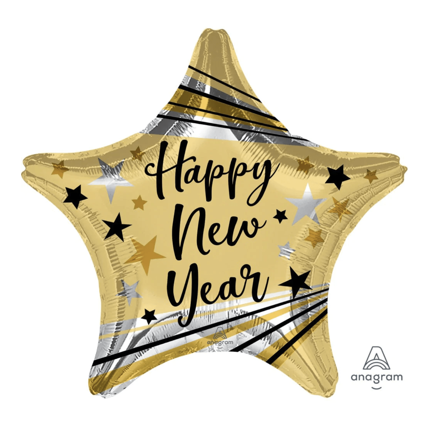 Gyllt“happy new year” stjörnu álblaðra, 43cm