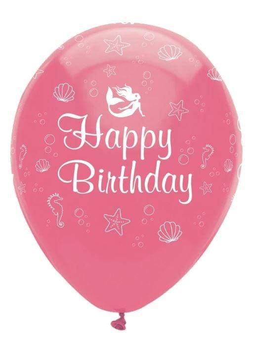 Hafmeyju blaðra "happy birthday" bleik- 30cm