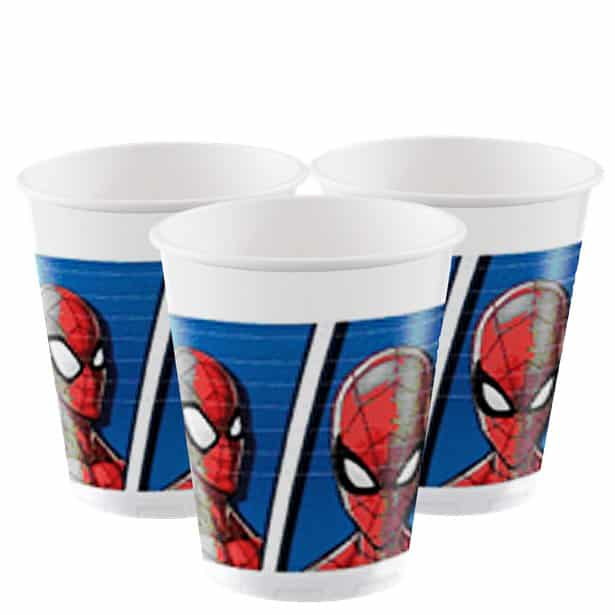 Spiderman plastglös - 8 stk í pakka, 200ml