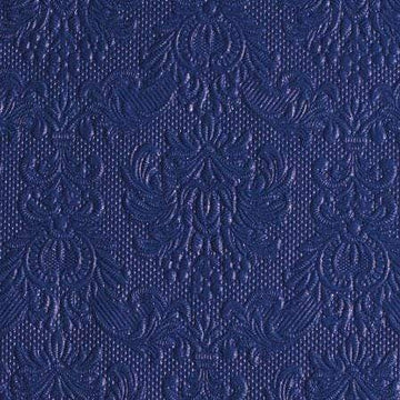 Dökkbláar (Navy blue) matarservíettur með munstri  15 stk