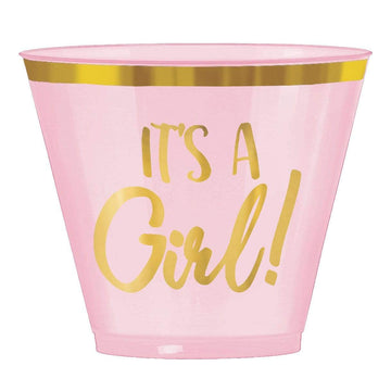 Bleik "It´s a girl" glös 250 ml - 10 stk í pakka