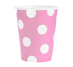 Bleik glös með hvítum doppum - 6 stk, 270ml