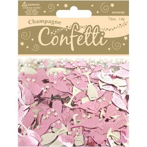 Confetti kampavínsflöskur - bleikt og silfur