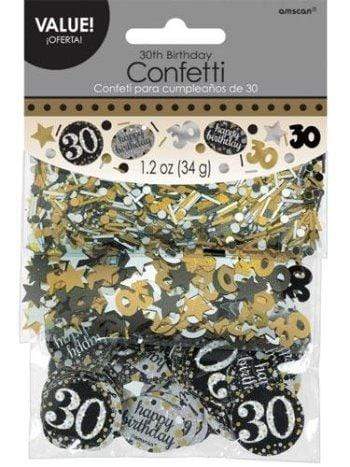 Confetti 30 ára - gyllt, svart og silfur
