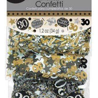 Confetti 30 ára - gyllt, svart og silfur