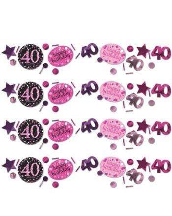 40 ára bleikt, svart og silfur confetti