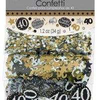 Confetti 40 ára - gyllt, svart og silfur