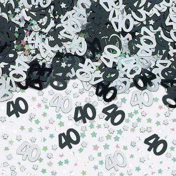 Confetti 40 ára - svart og silfur