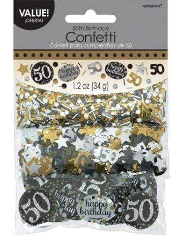Confetti 50 ára - gyllt, svart og silfur