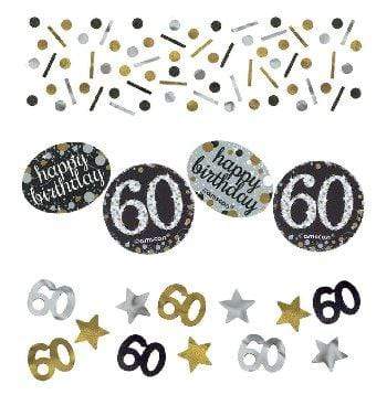 Confetti 60 ára - gyllt, svart og silfur