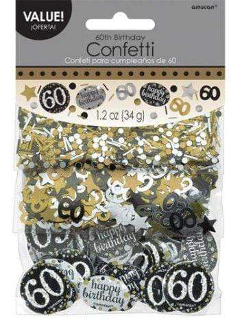 Confetti 60 ára - gyllt, svart og silfur
