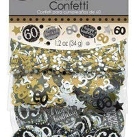Confetti 60 ára - gyllt, svart og silfur