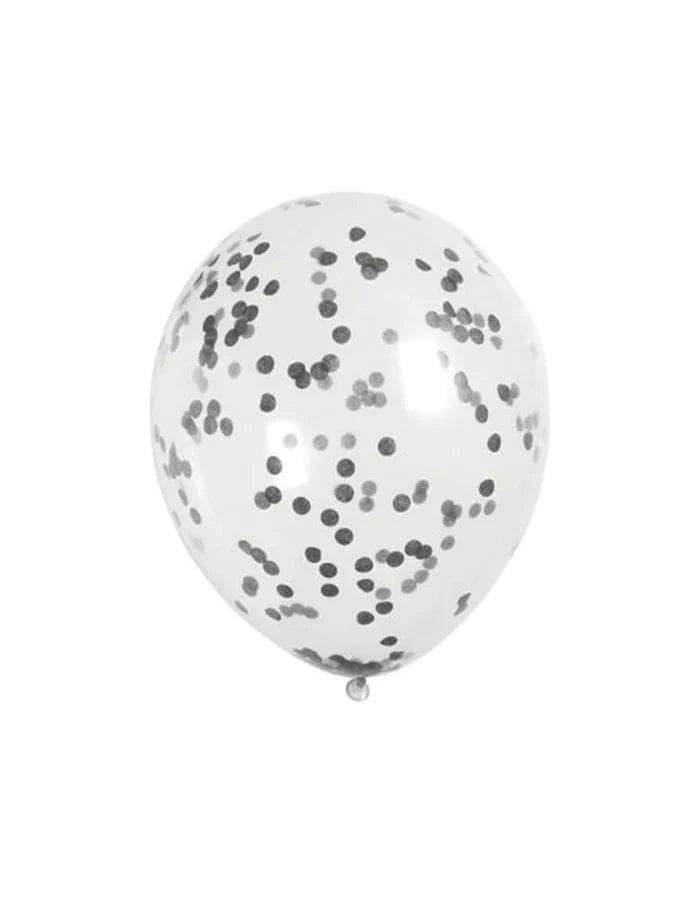 Glær blaðra með svörtu pappa confetti -6stk