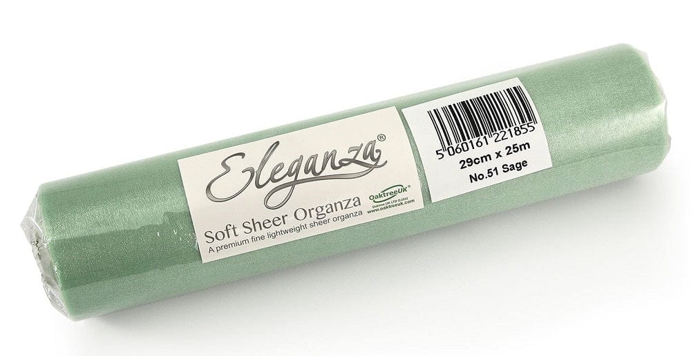 Grænn (Sage) Organza renningur 29cm x 25m