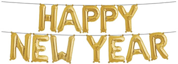"Happy New Year" blöðrur gylltar