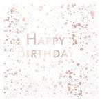 Happy Birthday serviettur með rósagylltum doppum
