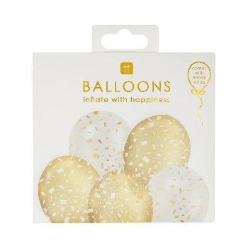 Gyllt og hvítt blöðru kit- 5x blöðrur