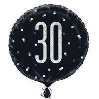 30 ára afmælisblaðra svört og silfur