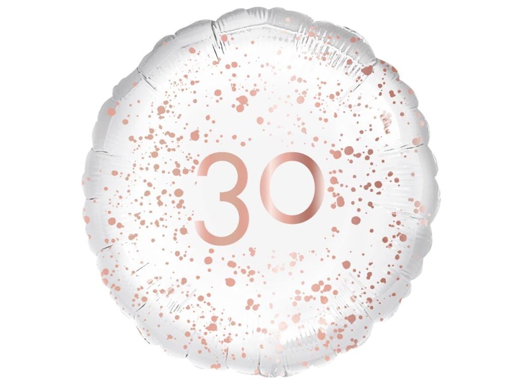 30 ára afmælisblaðra rósagyllt og hvít