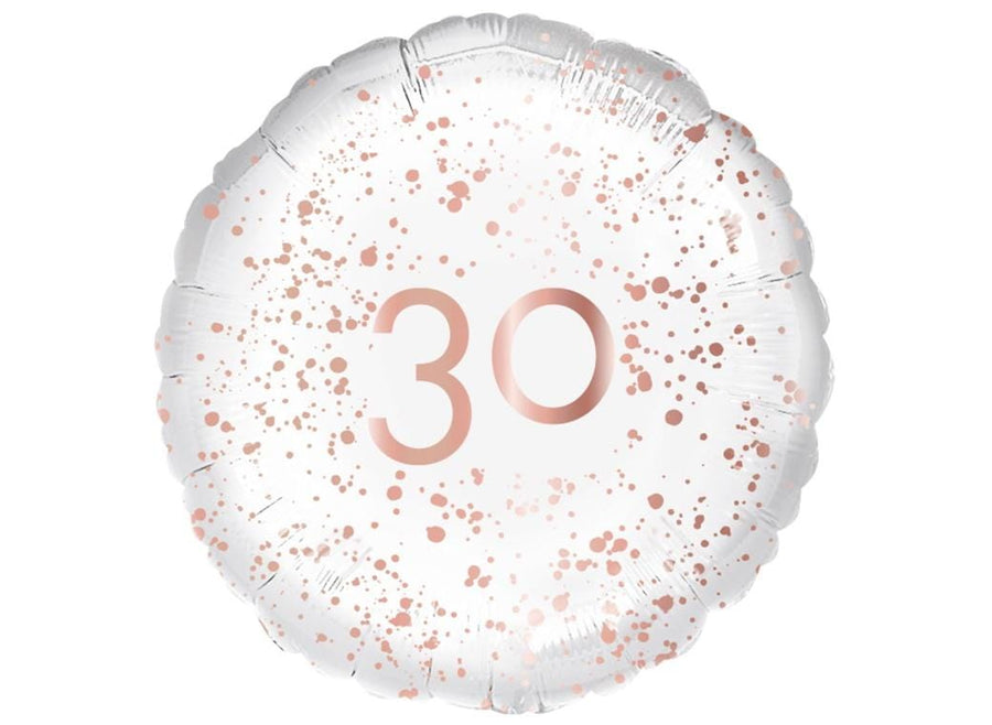 30 ára afmælisblaðra rósagyllt og hvít