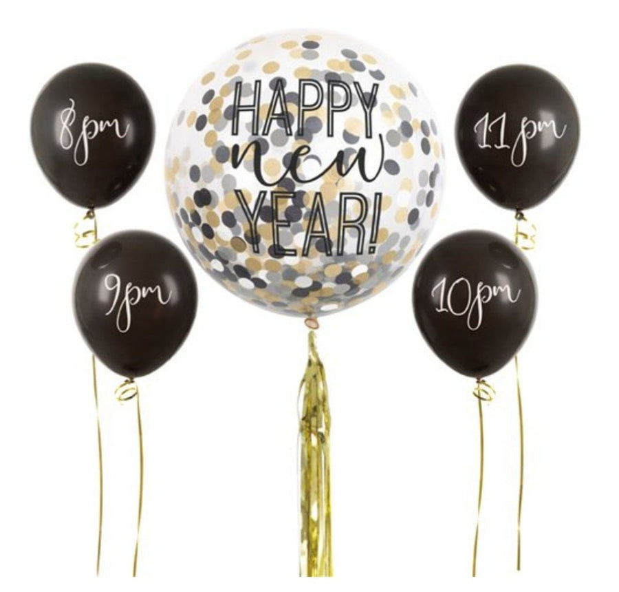 Niðurtalningarblöðrur  "Happy New Year" - 5stk